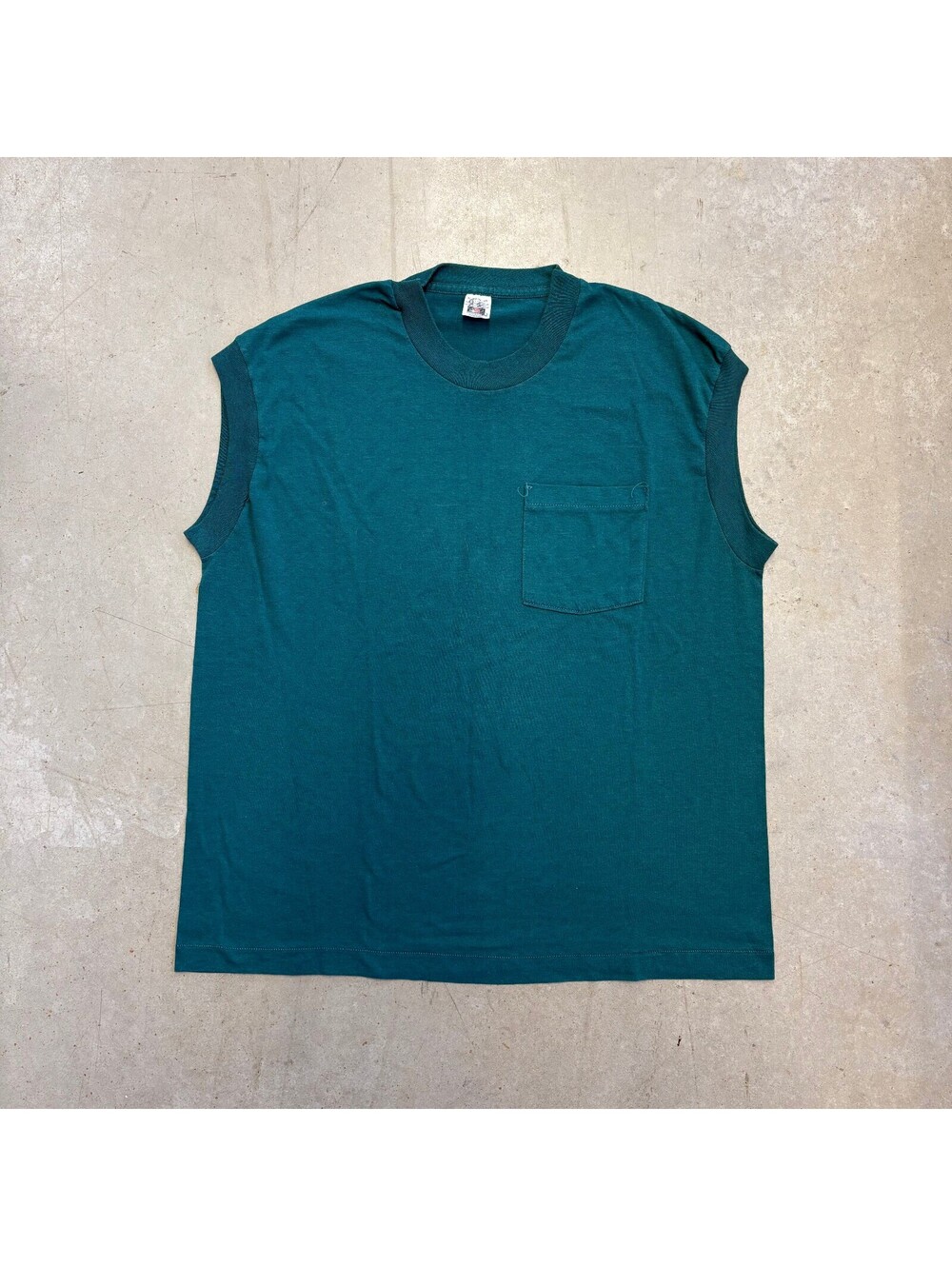 Vintage 80s Fruit Of The Loom Blank Sleeveless T-Shirt Extra Large Green
